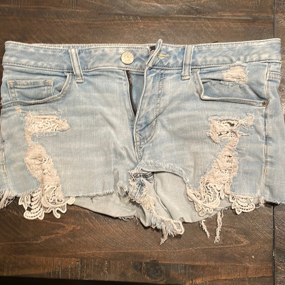 Express Jean shorts cut off with lace